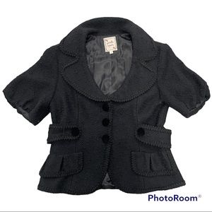 Nanette Lepore Black Wool Belted Jacket Size Medium